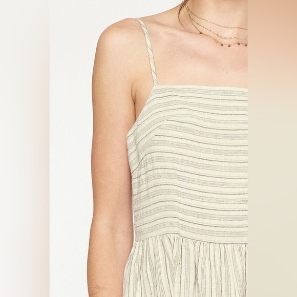 Francesca’s Elegant Cream Striped min Dress - Picture 6 of 10